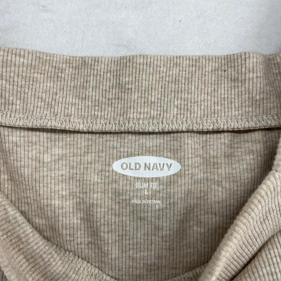 Old Navy Sweater Women's Sz L Beige Slim Fit Square Neck Ribbed Pullover - Picture 10 of 11
